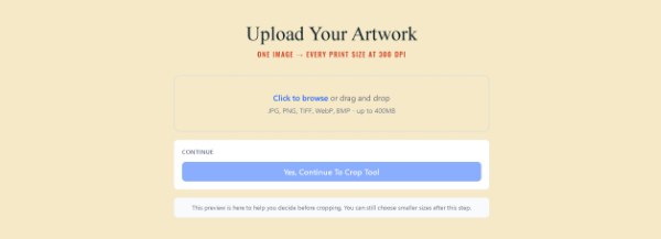 PrintPrep upload screen