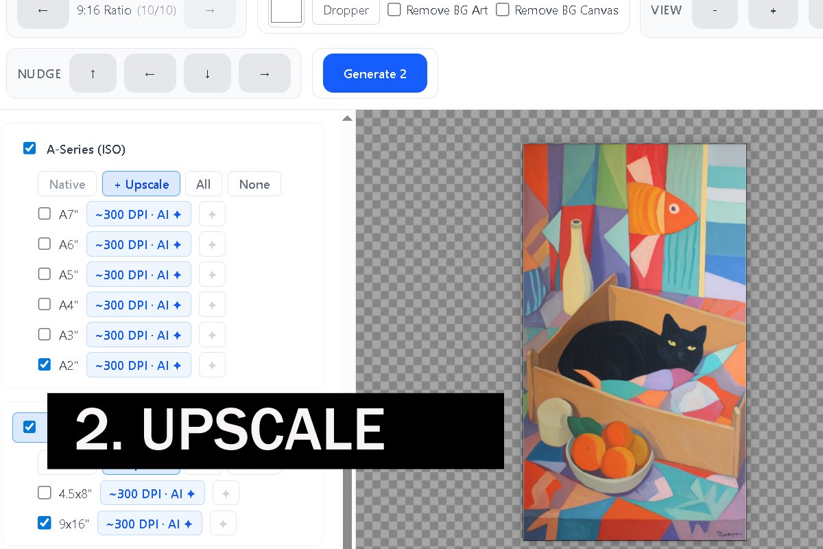 AI upscaled to print quality at 300 DPI